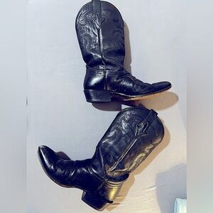 Vintage Resistol Ranch men's leather western boot size 9 black leather